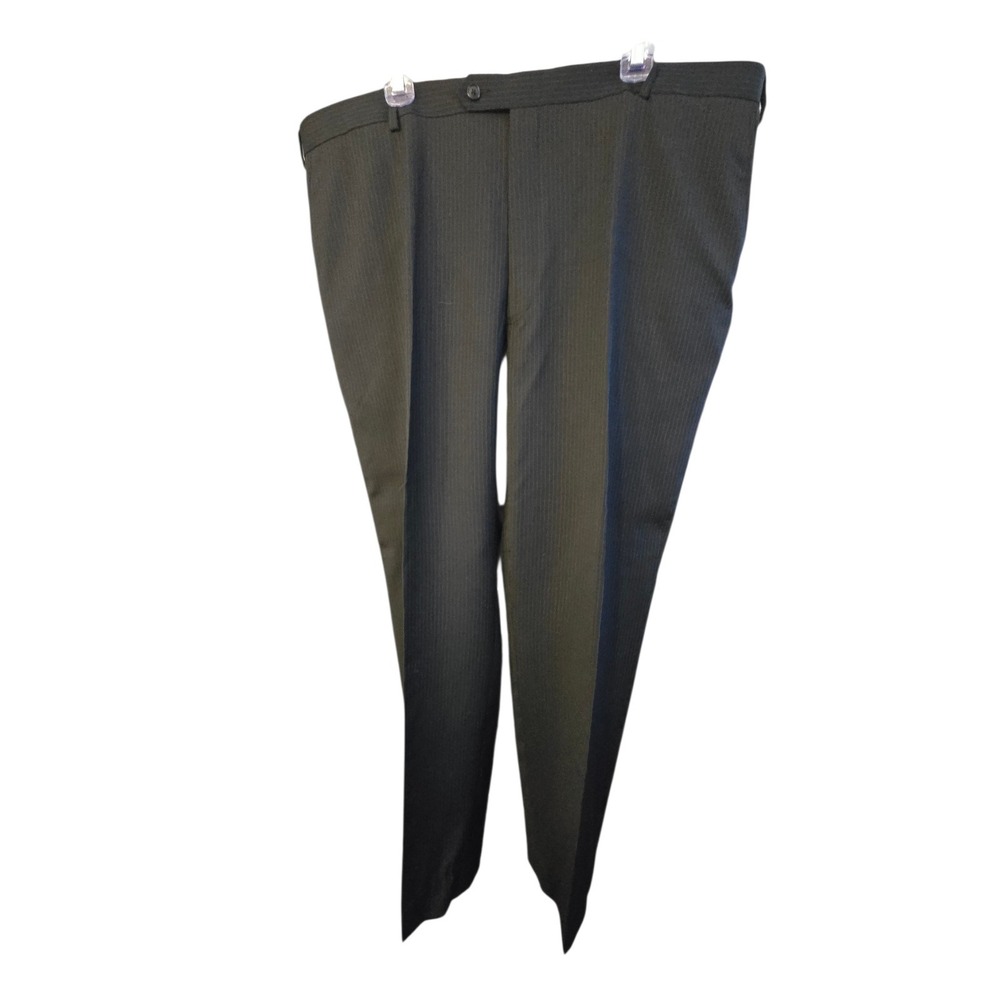 Concepts by Claiborne Mens 50R Wool Pinstripe Suit Black Blue Two Piece 50 R - Picture 3 of 12